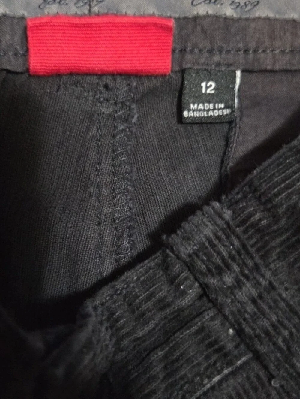 Children's Place boys size 12 black corduroy pants #07